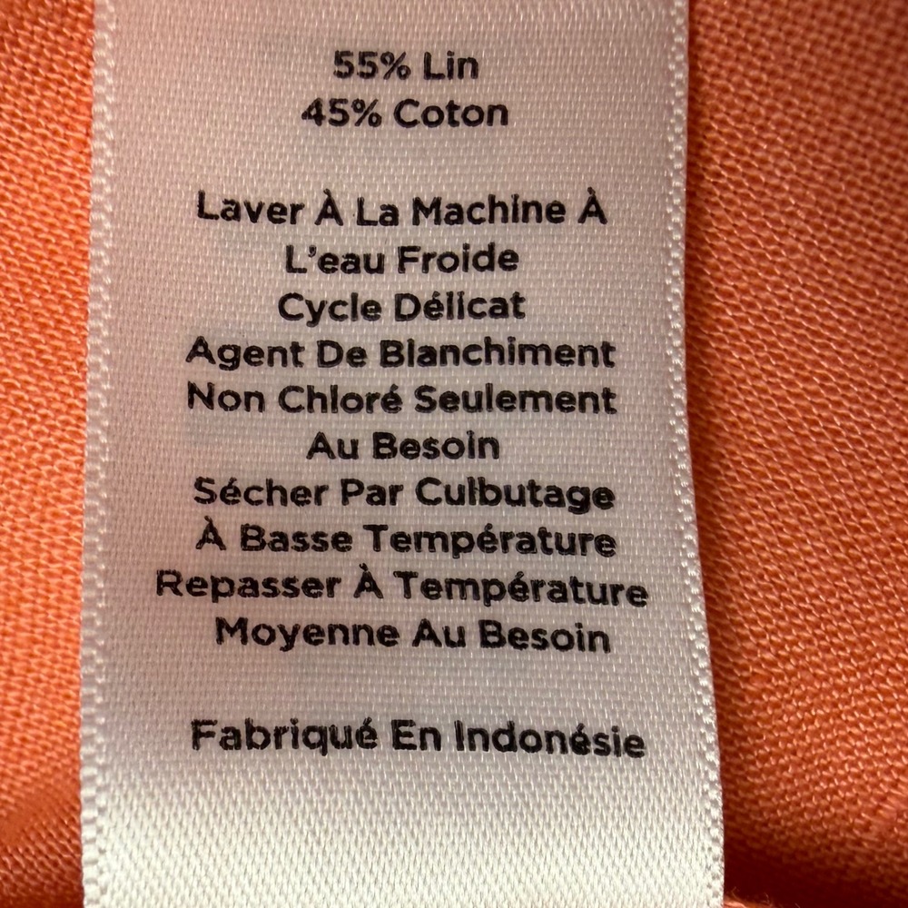 Talbots Womens L Shirt Linen Cotton Blend Coral Button Up Roll Tab Long Sleeve - Picture 11 of 11